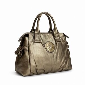 Gucci Hysteria‎ Gold Metallic Leather Satchel Made in Italy Quiet Lux Money